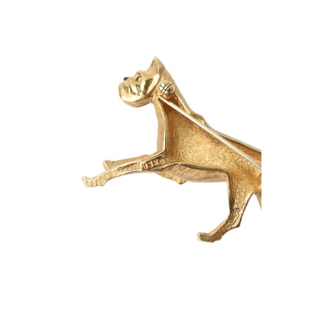 Boucher Womens Vintage Gold Plated Boxer Dog Brooch 2" - Picture 5 of 5